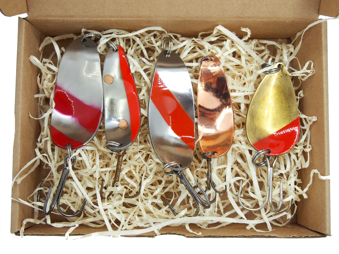 Classic Handmade Brass Fishing Lures, custom made lures for salmon fishing, bass tackle, handmade copper lure