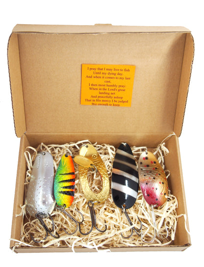 fishing spoon set, metal fishing spoons, salmon lures, pike tackle, trout lures