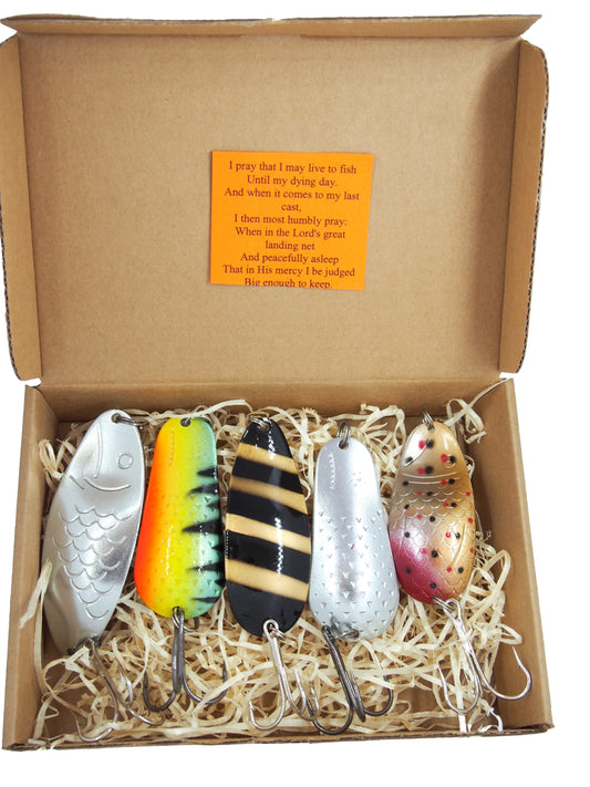 fishing spoon set 5pcs fishing spoons, pike spoon, hand-painted salmon lure with treble hook,High-Quality Fishing Spoons
