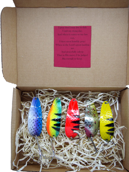 fishing spoon set, metal fishing spoons, salmon lures, pike tackle, trout lures