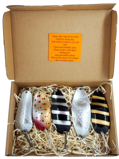 fishing spoon set 5pcs fishing spoons, pike spoon, hand-painted salmon lure with treble hook,High-Quality Fishing Spoons