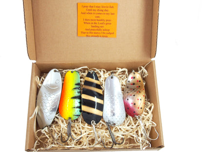 fishing spoon set 5pcs fishing spoons, pike spoon, hand-painted salmon lure with treble hook,High-Quality Fishing Spoons