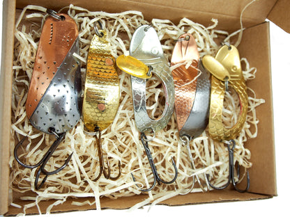 Classic Handmade Brass Fishing Lures,  lure with a spinner, custom made lures for salmon fishing, bass tackle , handmade copper lure