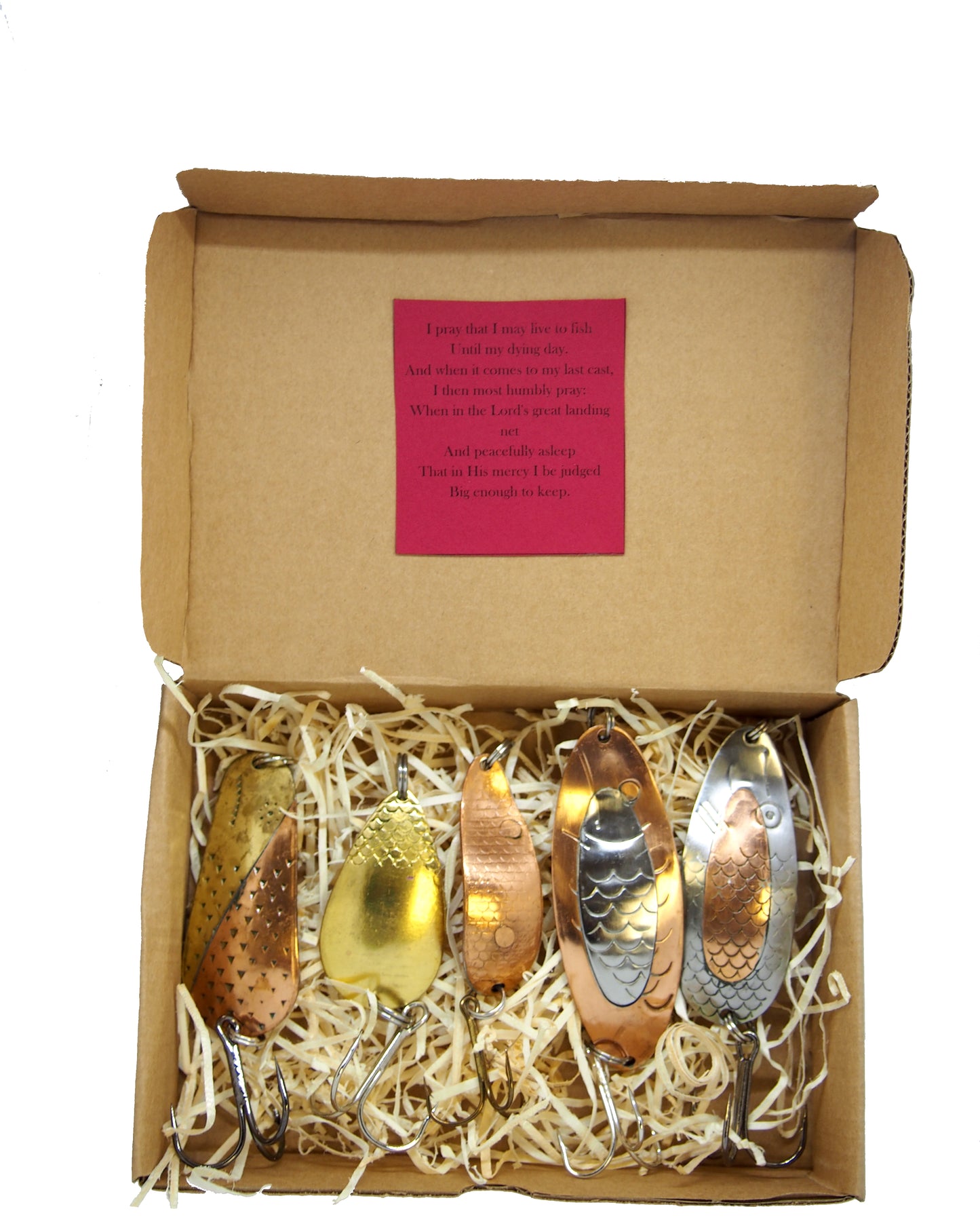 classic salmon spoon set, handmade fishing spoons, gold pike spoons, pike lure copper with treble hook, 5 pieces