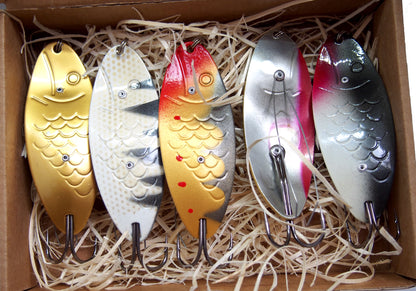weedless fishing spoons,weed guard pike lures, fishing spoons with weedless hooks 5 pcs