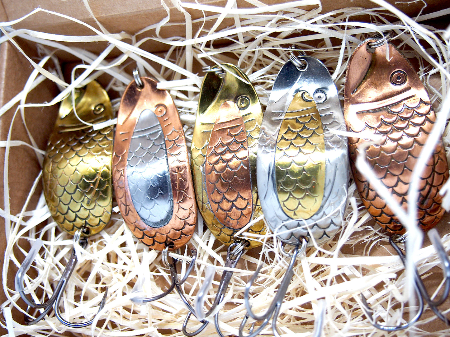 handmade copper fishing spoons, set of Dubysa fishing lures, salmon tackle, pike spinnner