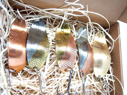 Handmade fishing spoons , SVENTOJI fishing spoons set 5 pcs, pike lures, fishing spoon for salmon