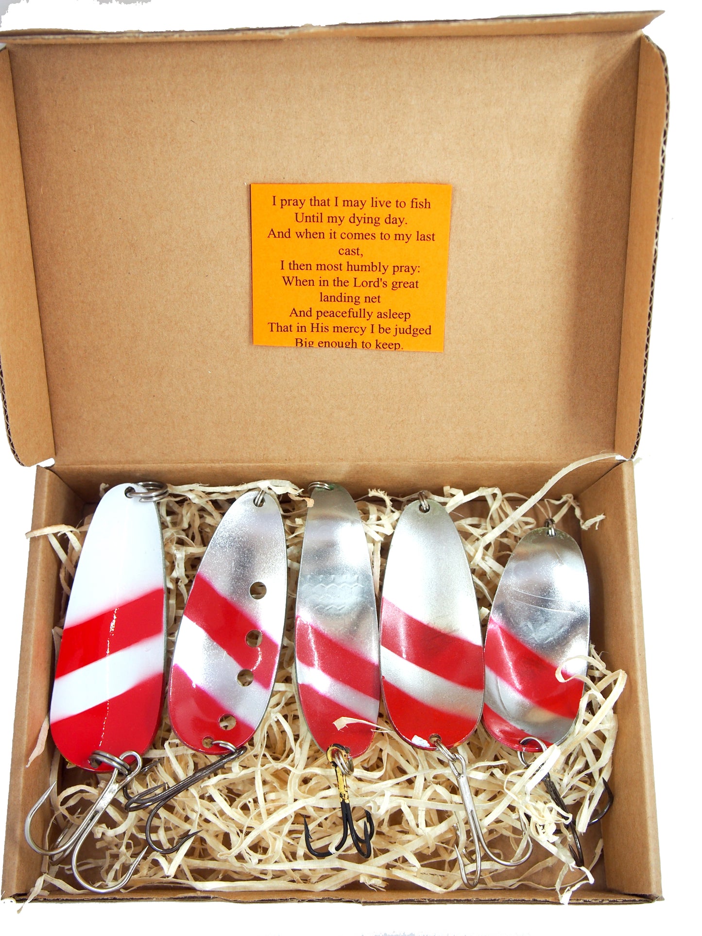 Classic Fishing Spoon Gift Set, Metal Lures for Pike & Salmon, Jura fishing spoons 5 pcs