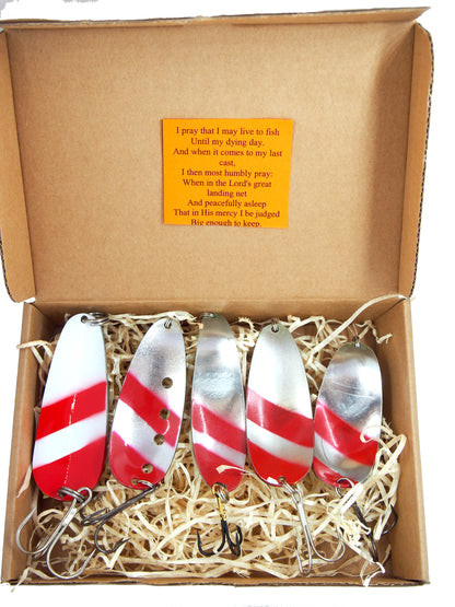 Classic Fishing Spoon Gift Set, Metal Lures for Pike & Salmon, Jura fishing spoons 5 pcs