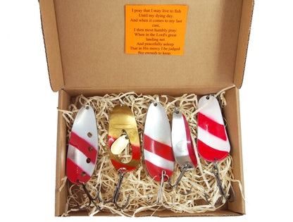 fishing spoon set 5pcs fishing spoons, pike spoon, hand-painted salmon lure with treble hook,High-Quality Fishing Spoons