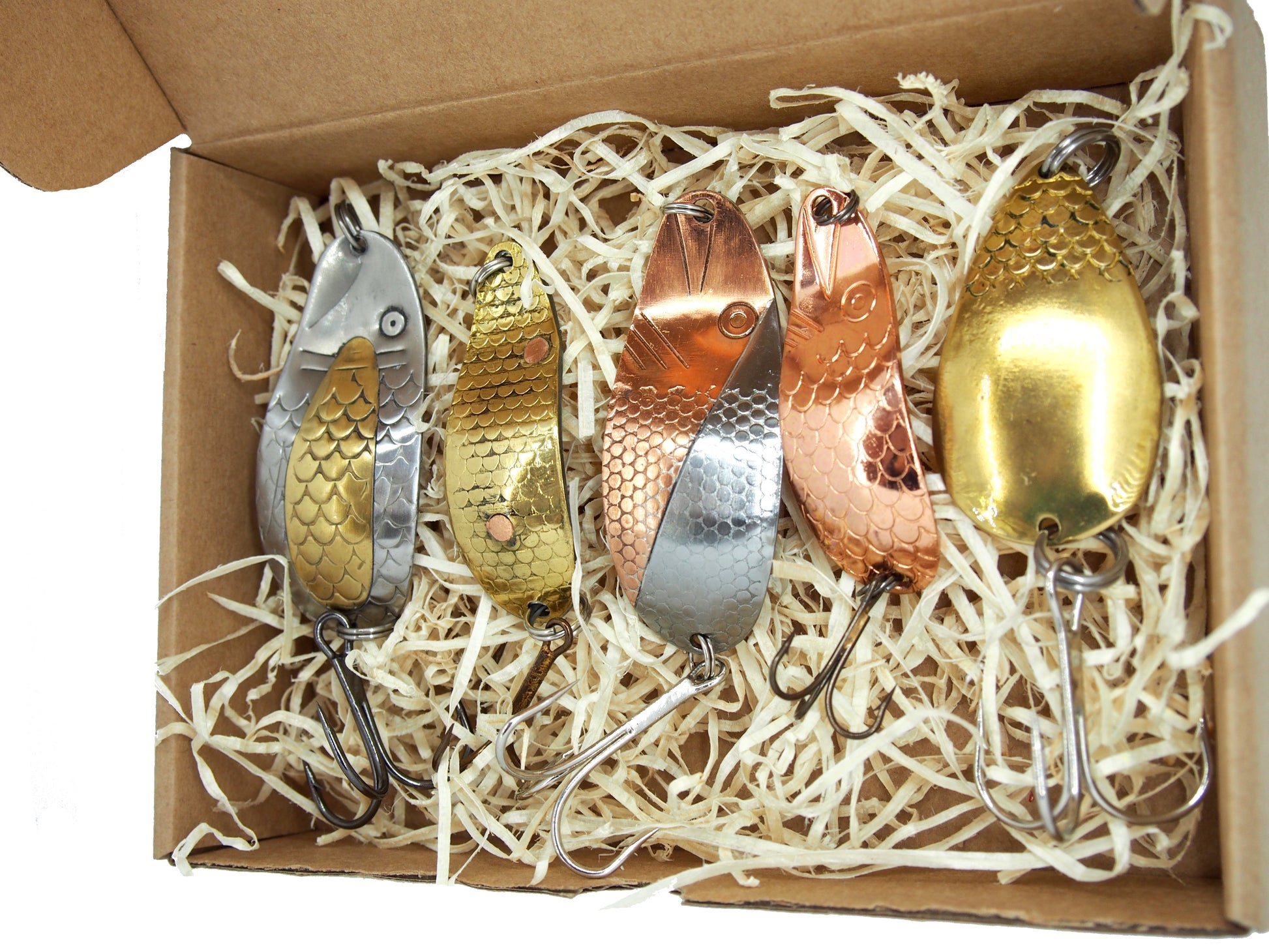 Gift Box of 5 Classic Handmade Premium fishing spoons for pike fishing