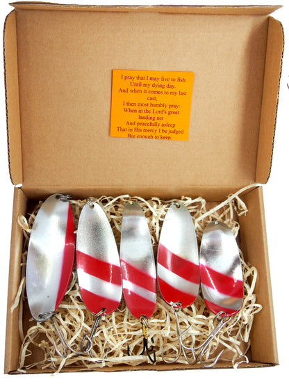 fishing spoon set 5pcs fishing spoons, pike spoon, hand-painted salmon lure with treble hook,High-Quality Fishing Spoons