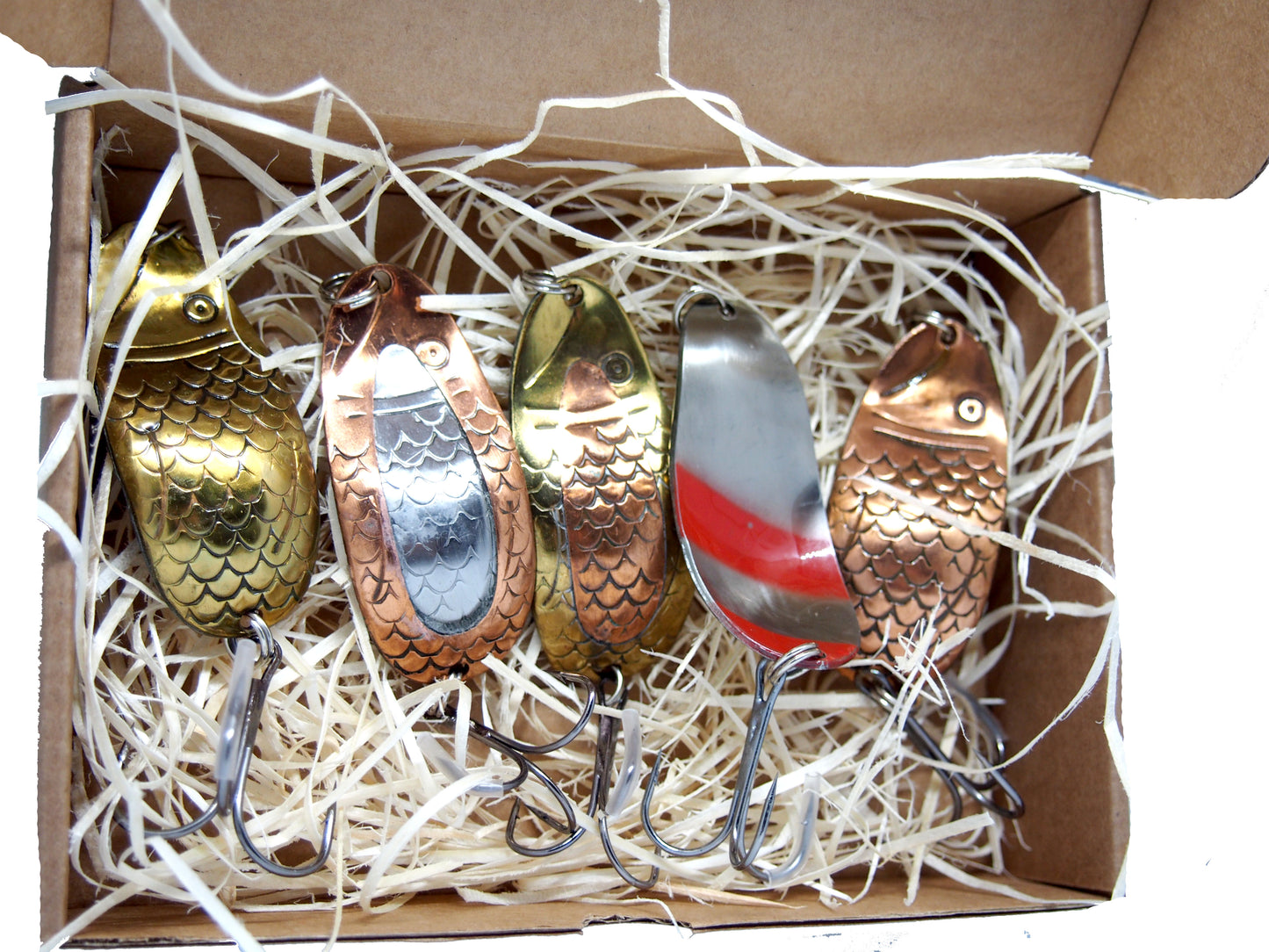 handmade copper fishing spoons, set of Dubysa fishing lures, salmon tackle, pike spinnner