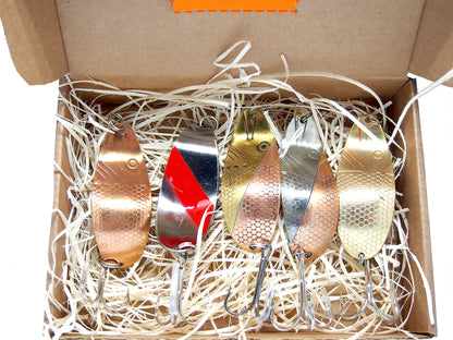 Handmade fishing spoons , SVENTOJI fishing spoons set 5 pcs, pike lures, fishing spoon for salmon