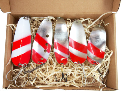 Classic Fishing Spoon Gift Set, Metal Lures for Pike & Salmon, Jura fishing spoons 5 pcs