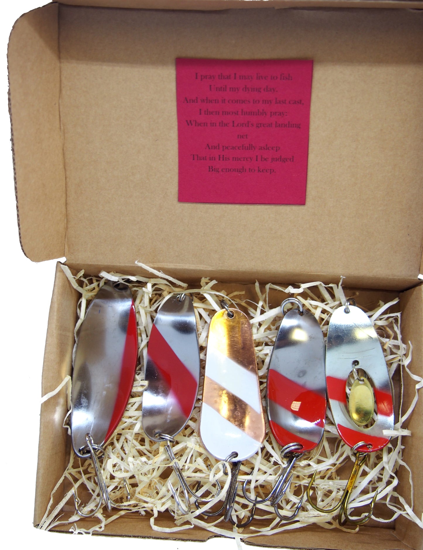 classic fishing spoon set 5pcs, handmade fishing spoon set, gold pike spoons, copper salmon lure with treble hook