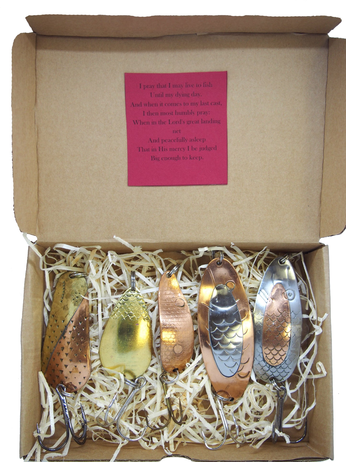 classic salmon spoon set, handmade fishing spoons, gold pike spoons, pike lure copper with treble hook, 5 pieces