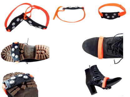 Ice Cleats for Winter Traction, Fits All Boot Sizes,Anti-Slip Snow Grips with 4 Spikes, Ideal for Winter Activities, Anti-Slip Crampons for Ice & Snow