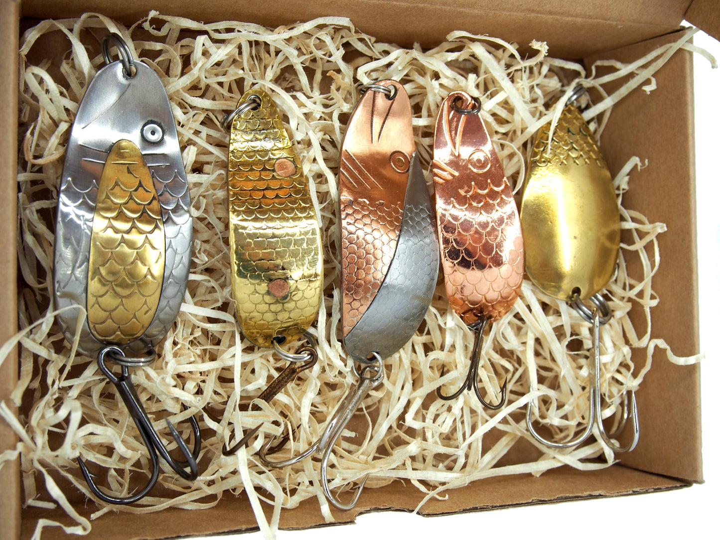 Gift Box of 5 Classic Handmade Premium fishing spoons for pike fishing