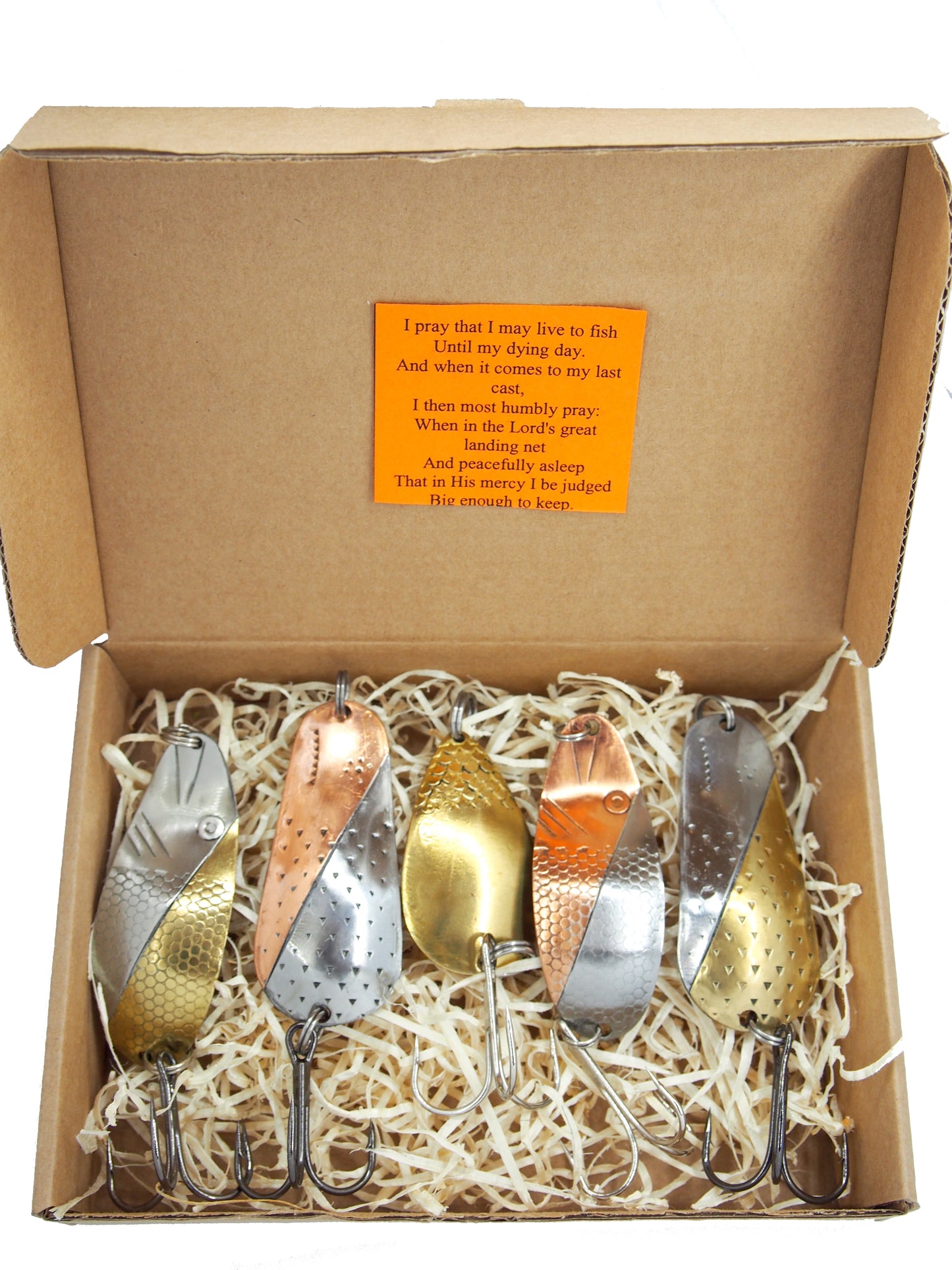 Rustic Copper Fishing Spoon Set for Pike – 5 Handmade Pieces