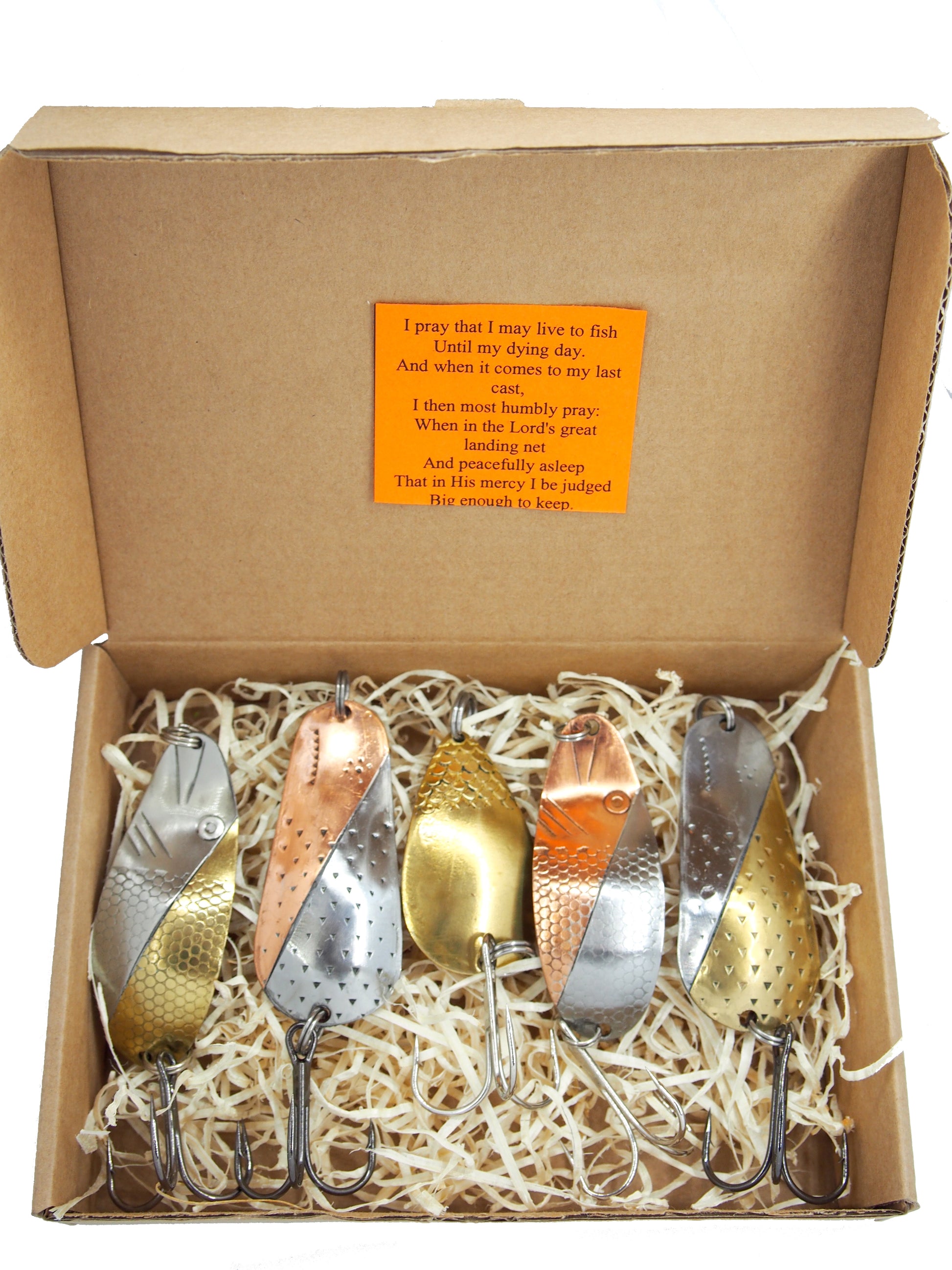 Rustic Copper Fishing Spoon Set for Pike – 5 Handmade Pieces