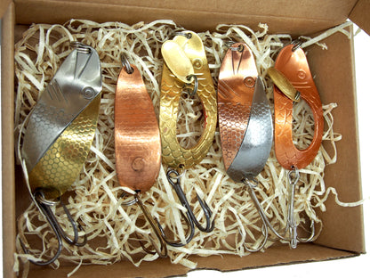 Traditional Copper Pike Lures – 5-Piece Handmade Fishing Set