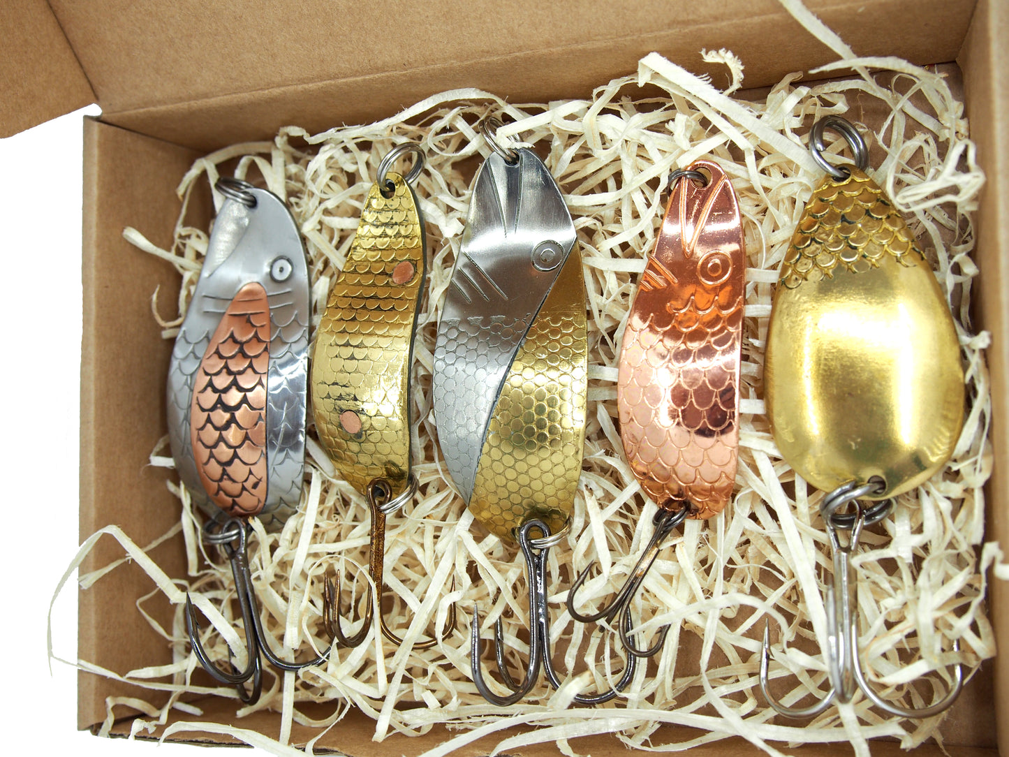 Unique Copper Fishing Lures – Pike Spoon Set (5 Handmade Pieces)