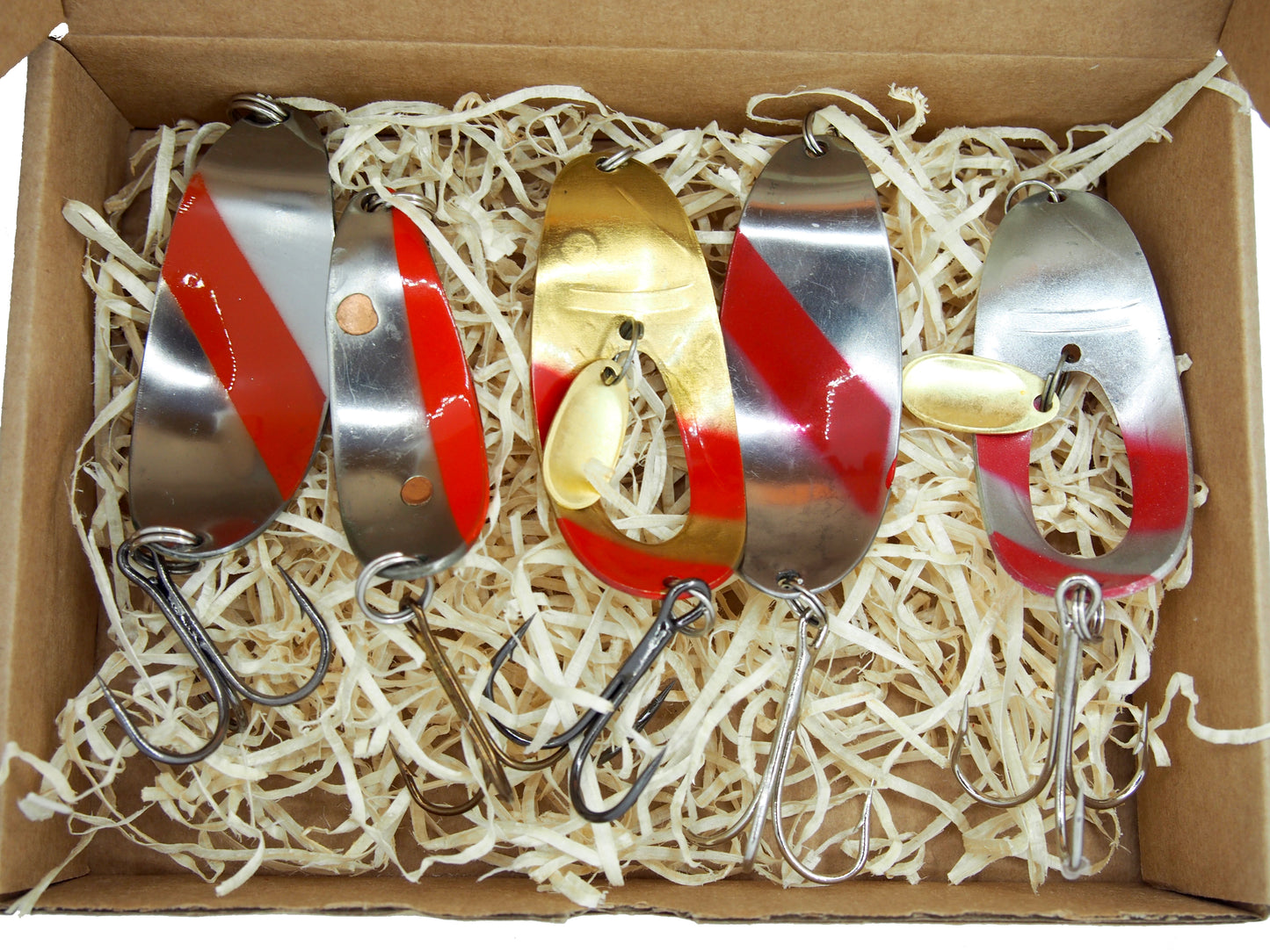 silver red striped custom made lures