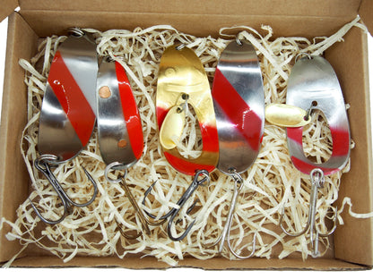 silver red striped custom made lures