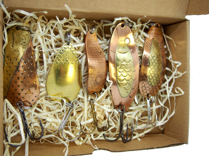 brass fishing spoons made by hand  