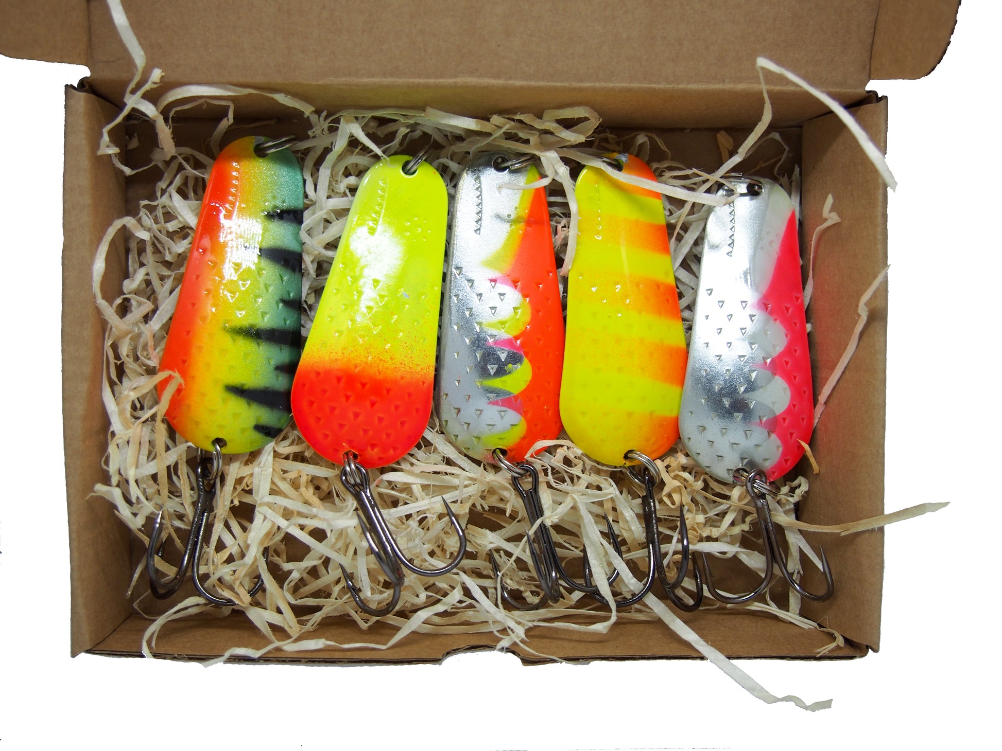 bright fishing spoon lures for pike 5 pieces