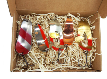 close up foto of fishing spoon lures