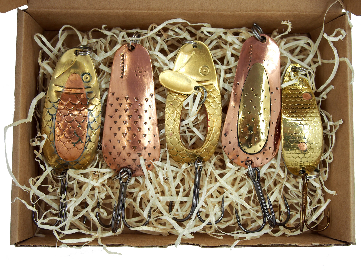 fishing spoons made from copper and brass